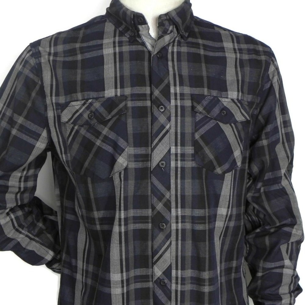 Rock & Republic Mens L Plaid Button Down Shirt